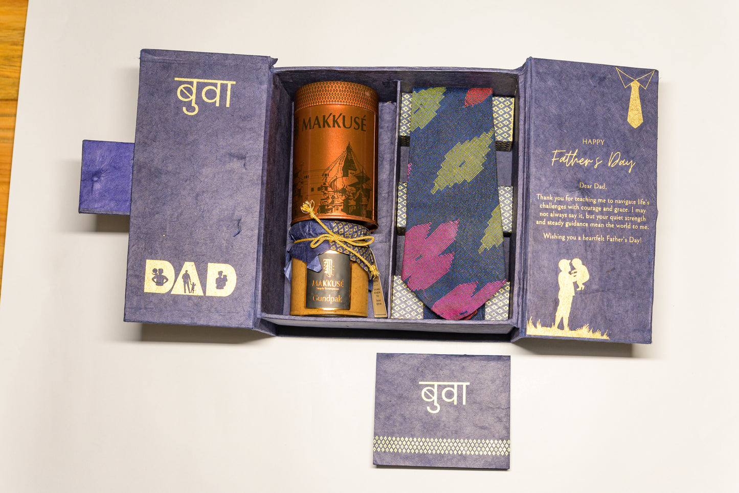 Makkusé Small Father’s Day Gift Box - with Handwoaven Dhaka Tie (No added sugar)