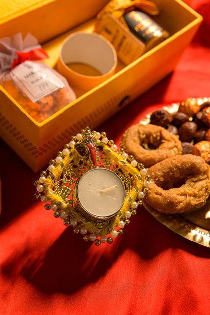 Mini Tihar Gift Box (With Ganesh Theme Candle Holder)