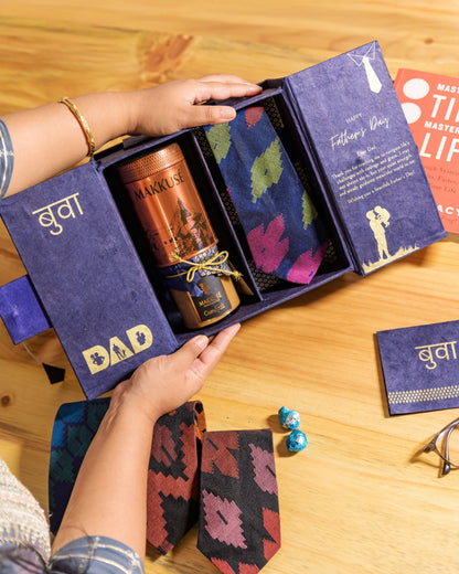 Makkusé Small Father’s Day Gift Box - with Handwoaven Dhaka Tie (No added sugar)