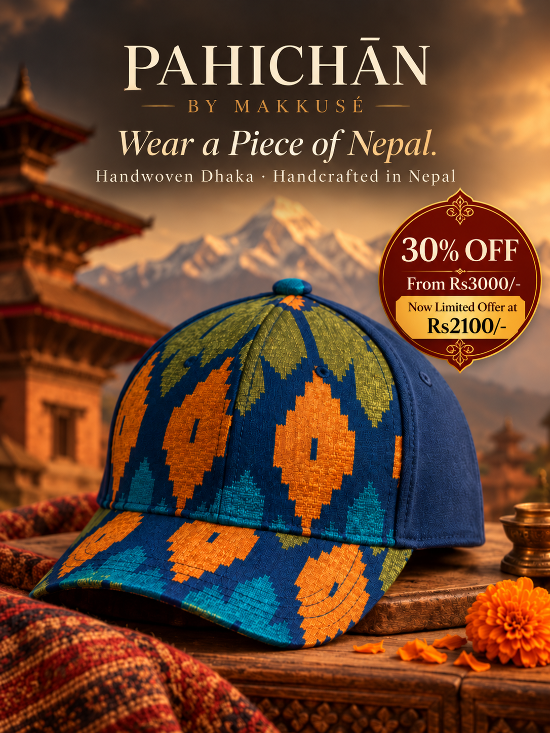 Handwoven Nepali Dhaka Cap – Made in Nepal | Makkusé